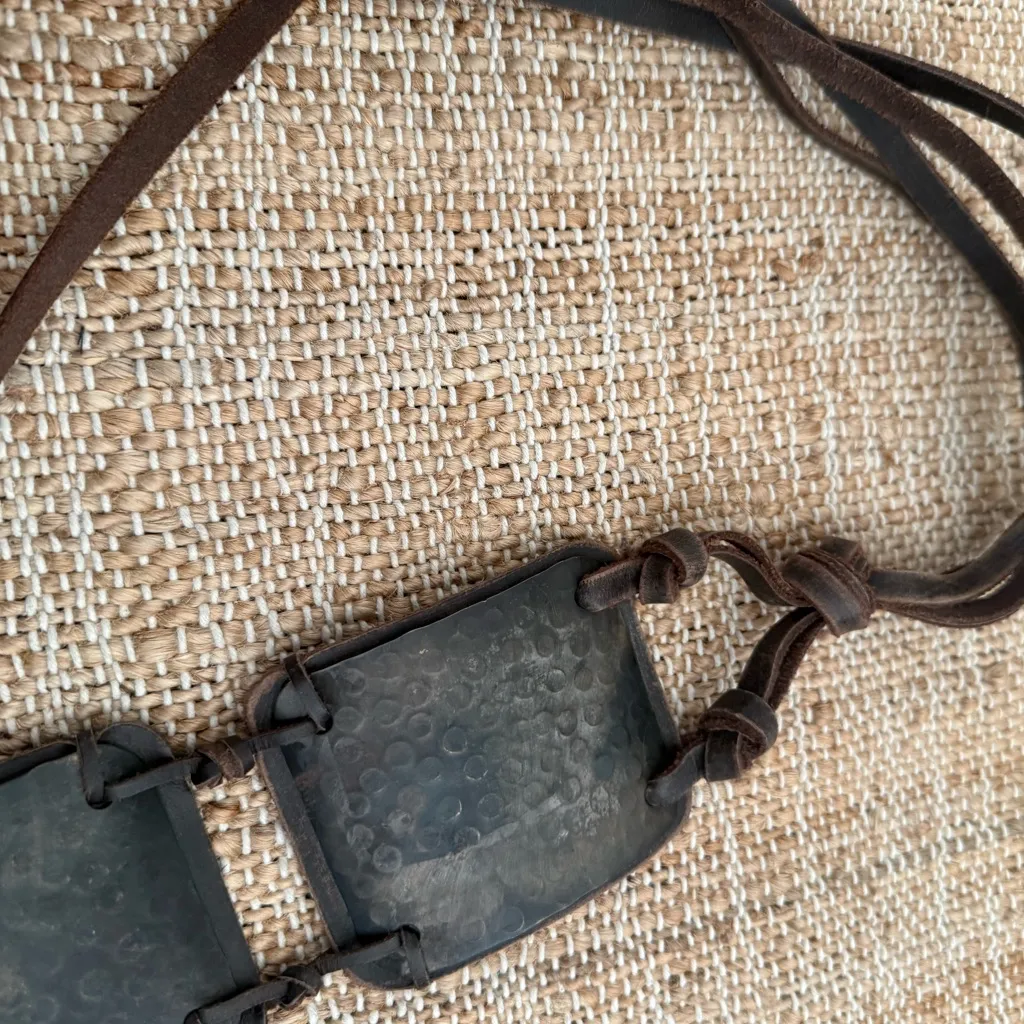 All Saints Genuine Leather Belt Metal Brown Black - Image 4