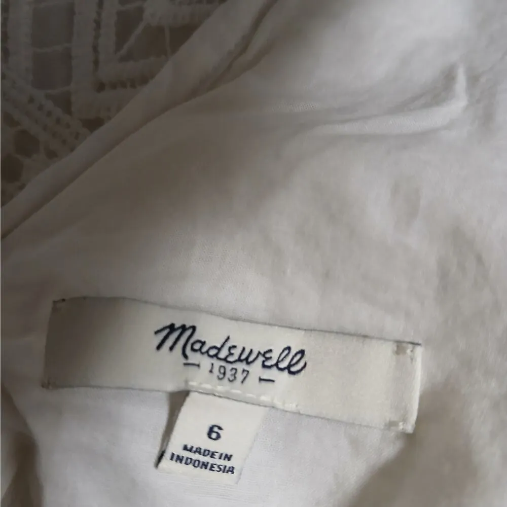 Madewell Embroidered Lace Short Dress Women's Size 6 White Wedding Party Fairy - Image 5