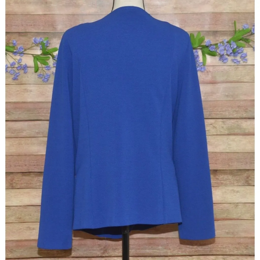 Roman Ladies Blue Open Front Blazer Jacket Size 18 Zipper Pockets Career Office - Image 7