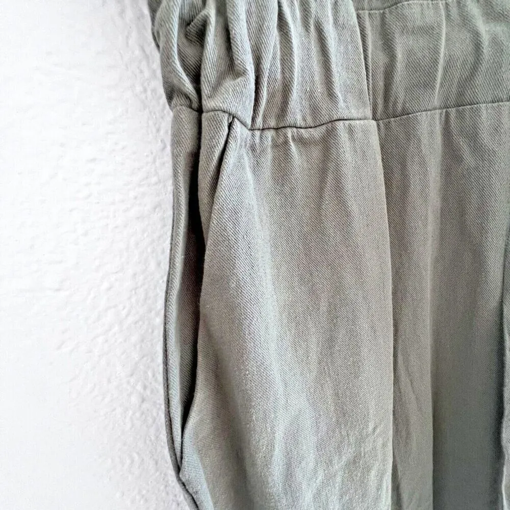 Downeast bohemian Jumpsuit Green Army Tie Front Boiler Zip Closure Coveralls M Size M - Image 11