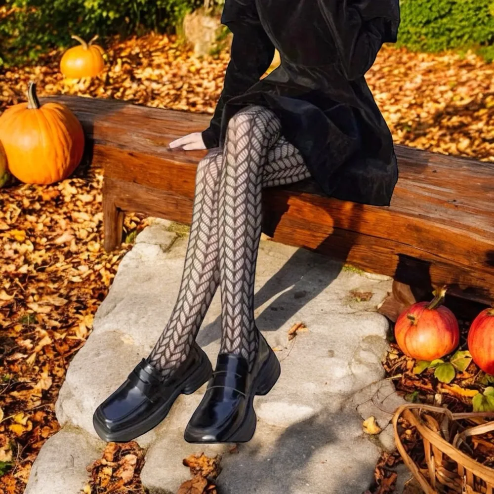 Black Fishnet High Waist‎ Hollow Out Mesh Pantyhose One Size - Image 5