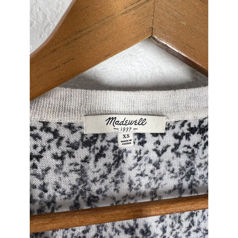 Madewell Blue Bud Floral Cardigan Sweater XS V-neck Thin Knit - Image 2