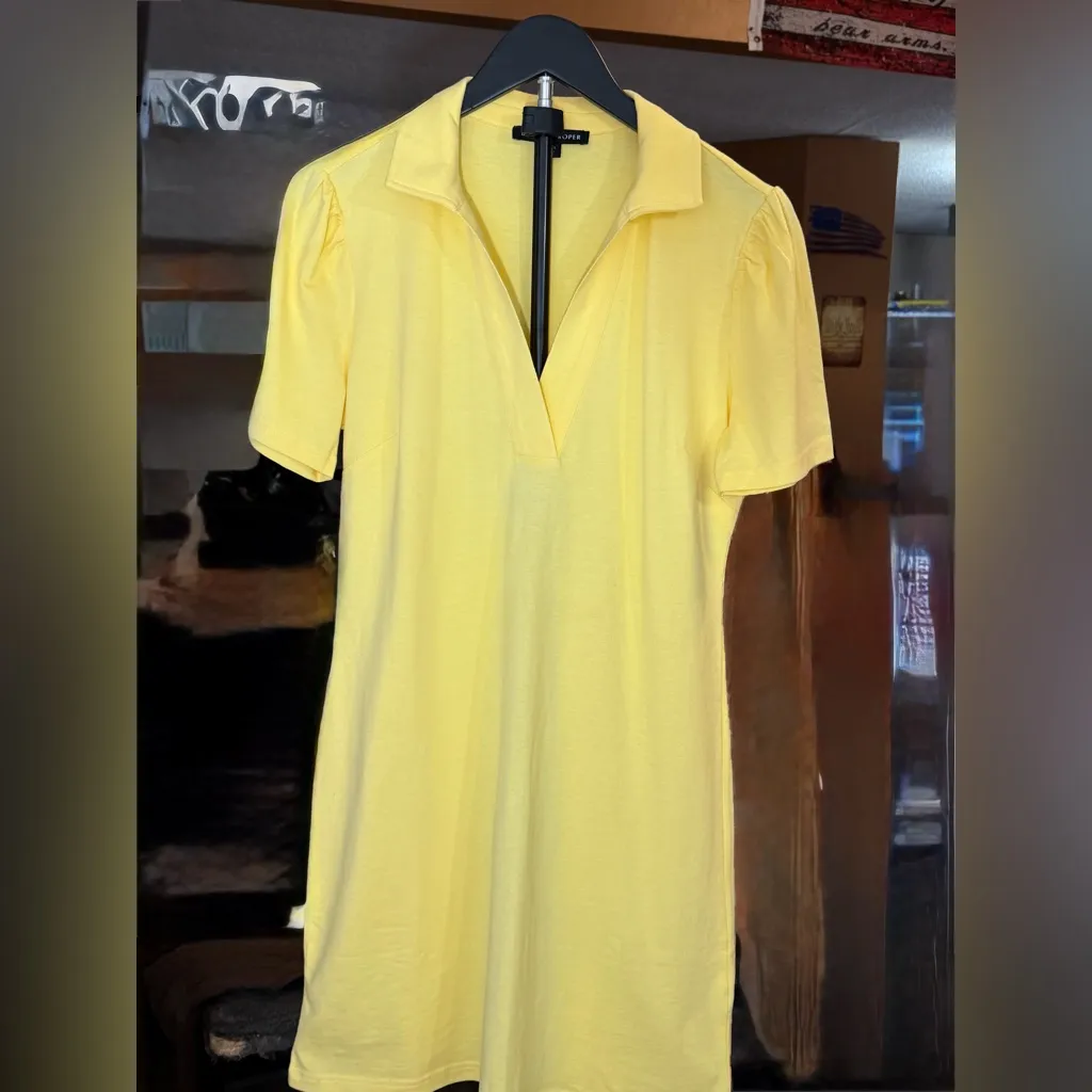 Boston Proper Light Yellow Short Sleeve V-Neck Midi Dress 100% Cotton Sz S NEW - Image 2