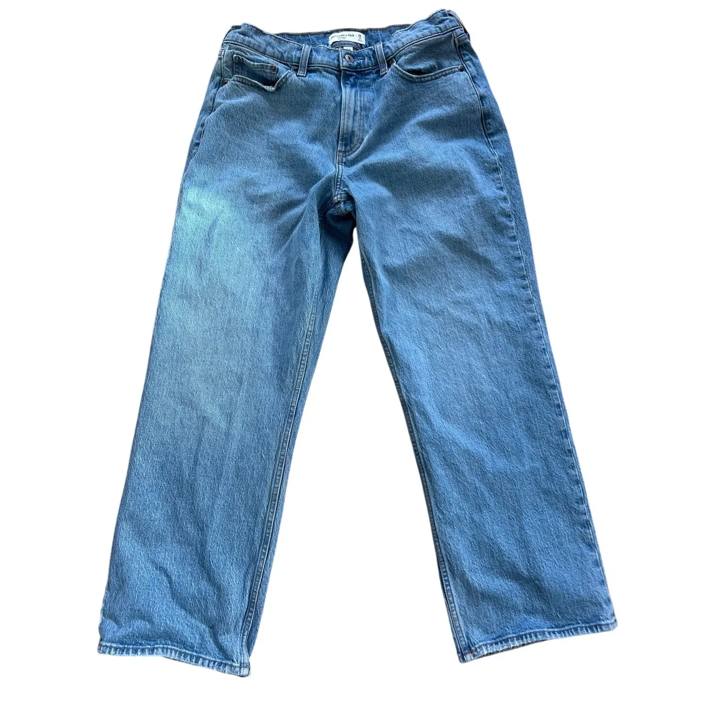 Abercrombie Curve Love Baggy Low Rise Medium Blue Wash Distressed Jeans - Image 2