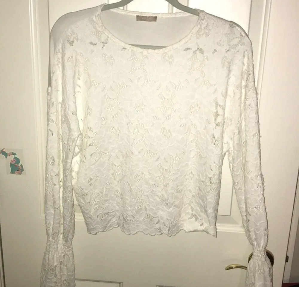 Pointelle white lace top Medium/Large - Image 2