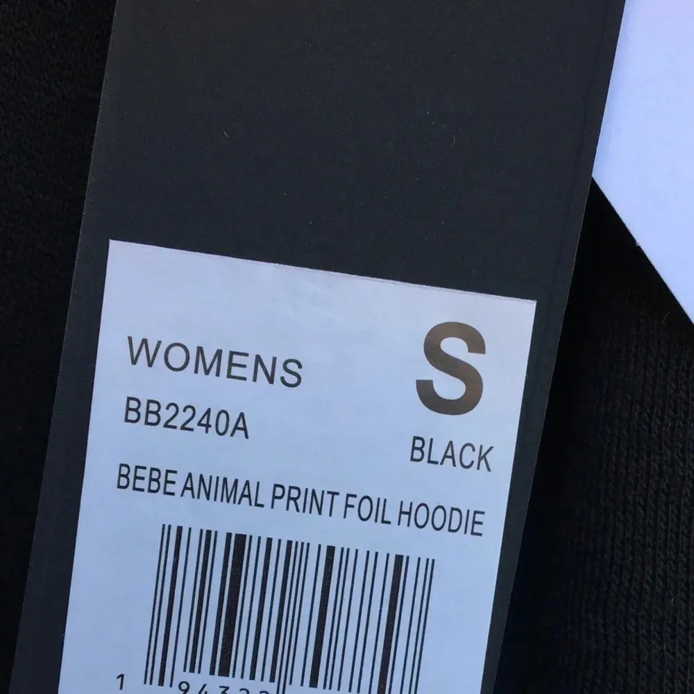 NWT bebe Black Animal Print Foil Long Sleeve Drawstring Hoodie Size Small - Image 6