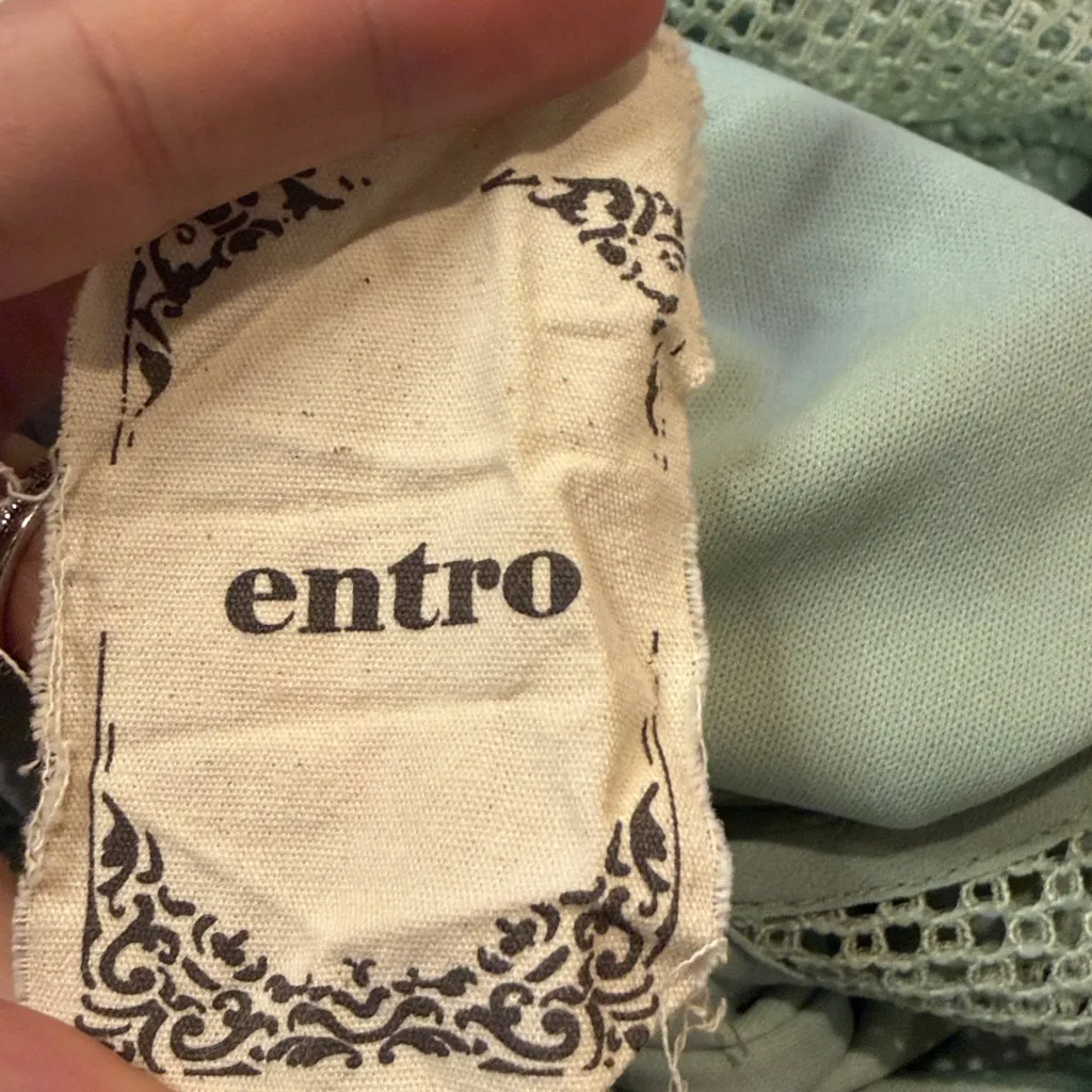 Entro- NWT Aquamarine Teal Pleated Lace Detail Mini Dress Lined- Size Small - Image 4