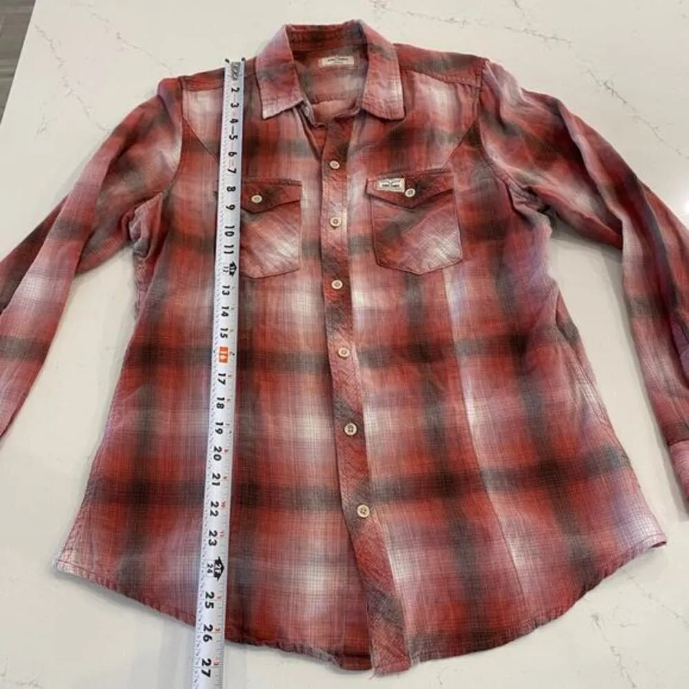 Kimes Ranch Women's Flannel Button Up Western Shirt Size‎ Medium Red - Image 8