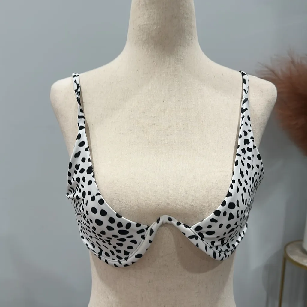 Black and White Spotted Bikini Set - Image 2