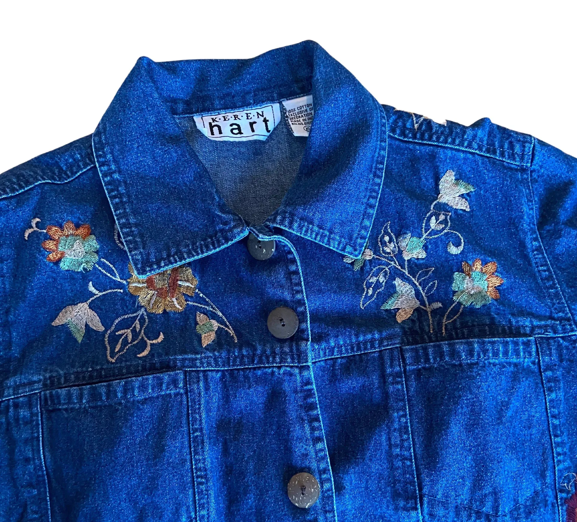Vintage 90s floral embroidered denim jacket 🔥 - Image 3