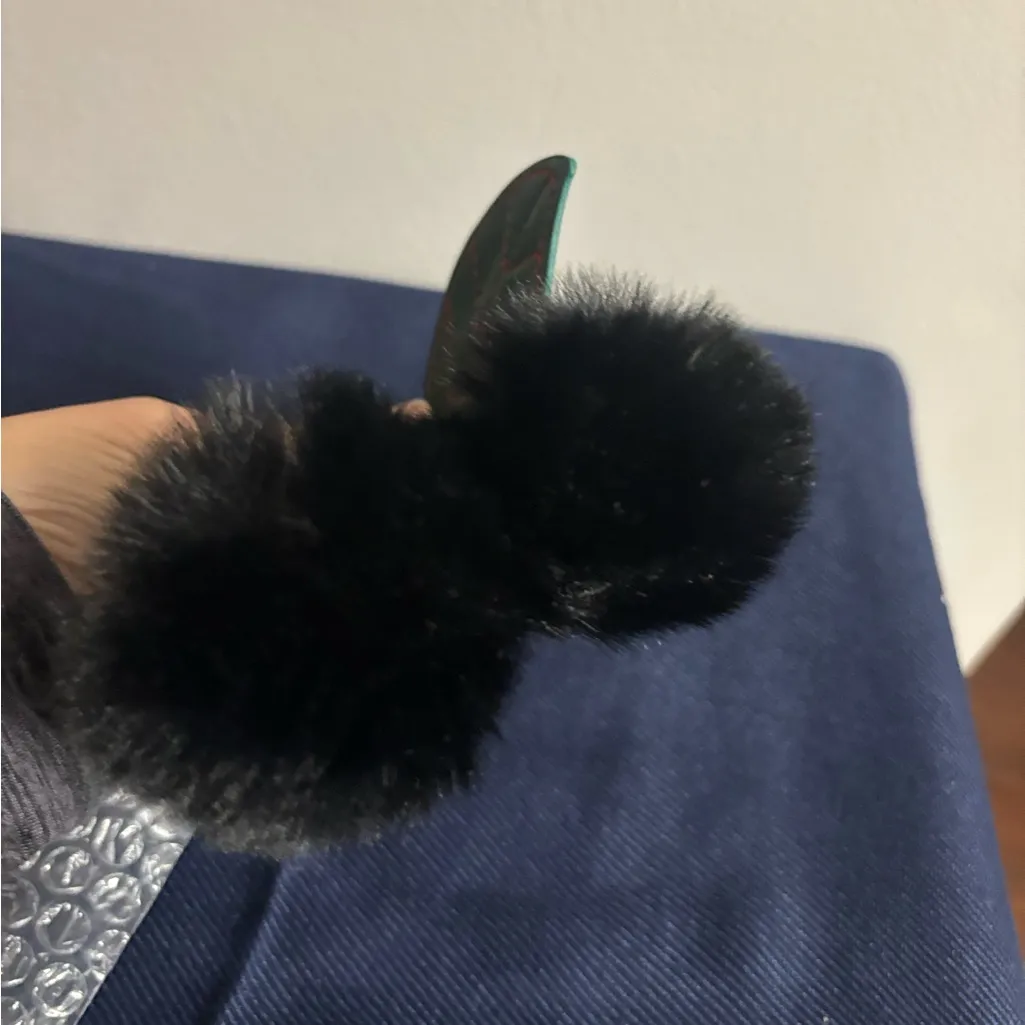 Black and Green Pom Pom Keychain bag charm - Image 6