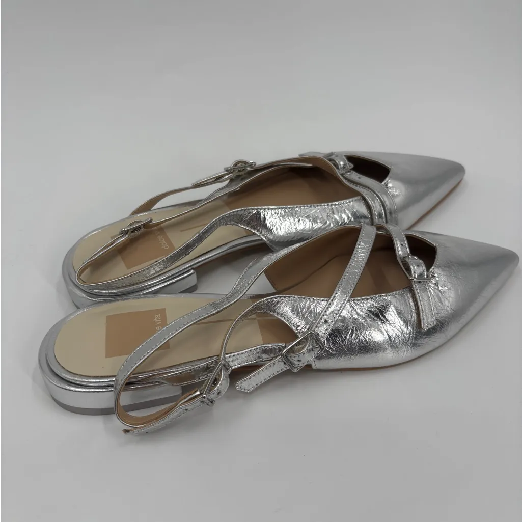 Dolce Vita Palma Silver Slingback Flats Size 7.5 - Image 3