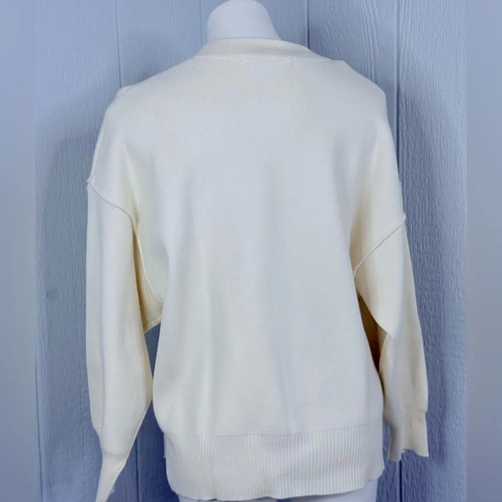 Zara Off-White Crew Neck Sweater - Image 3