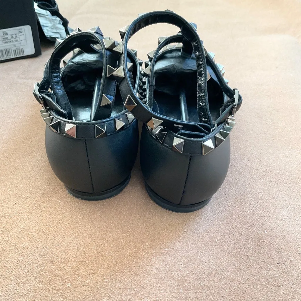NWT VALENTINO GARAVANI ballerina black rockstud flats EU36.5 US6.5 - Image 10