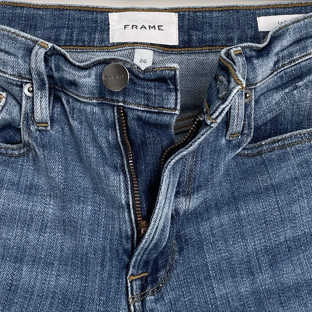 FRAME SZ 26 Cropped Boyfriend Jeans Le Beau Distressed Mid-Rise Stretch 5-Pocket - Image 7