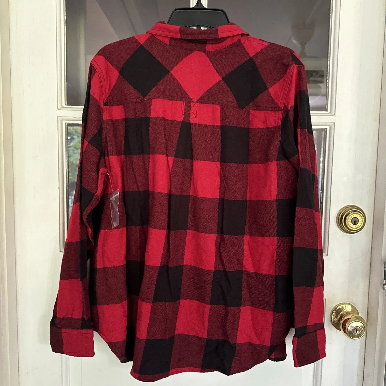 Sonoma Long Sleeve Flannel Shirt Blouses Red Black Buffalo Check New Sz L - Image 9