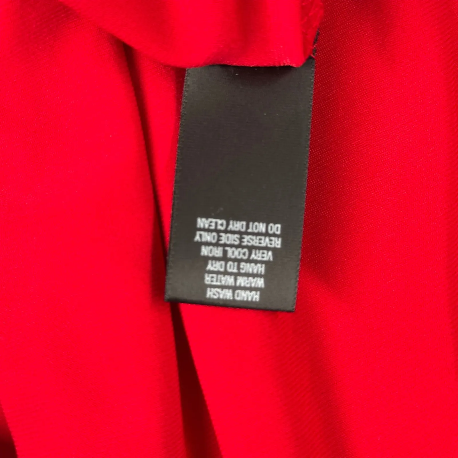 Dressbarn Blouse XL Red Rhinestone Cold Shoulder Cowl Neck Drape Top Shimmer - Image 8