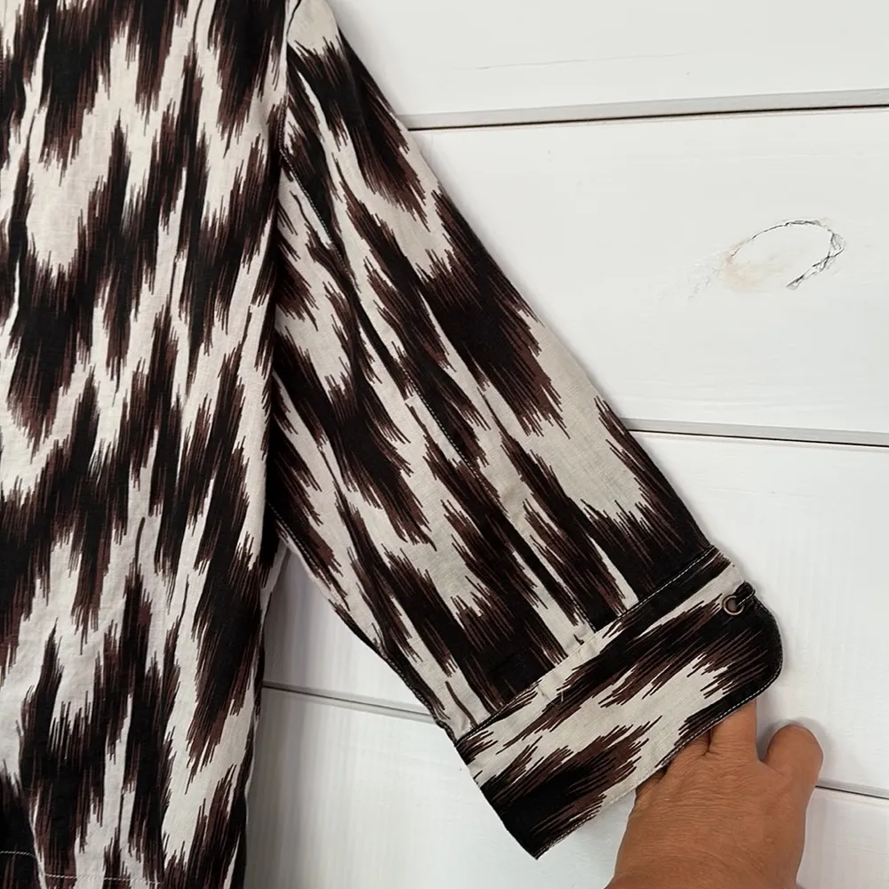 Chico’s Ikat Linen Button Up Top Jacket Size 3 - Image 12