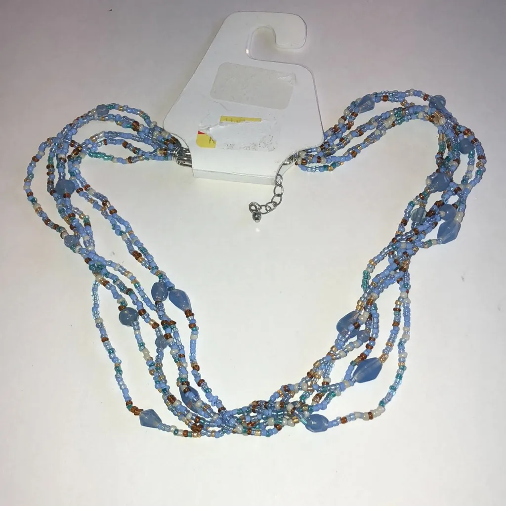 Sonoma  Blue Seed Bead Beaded Boho Necklace - Image 5