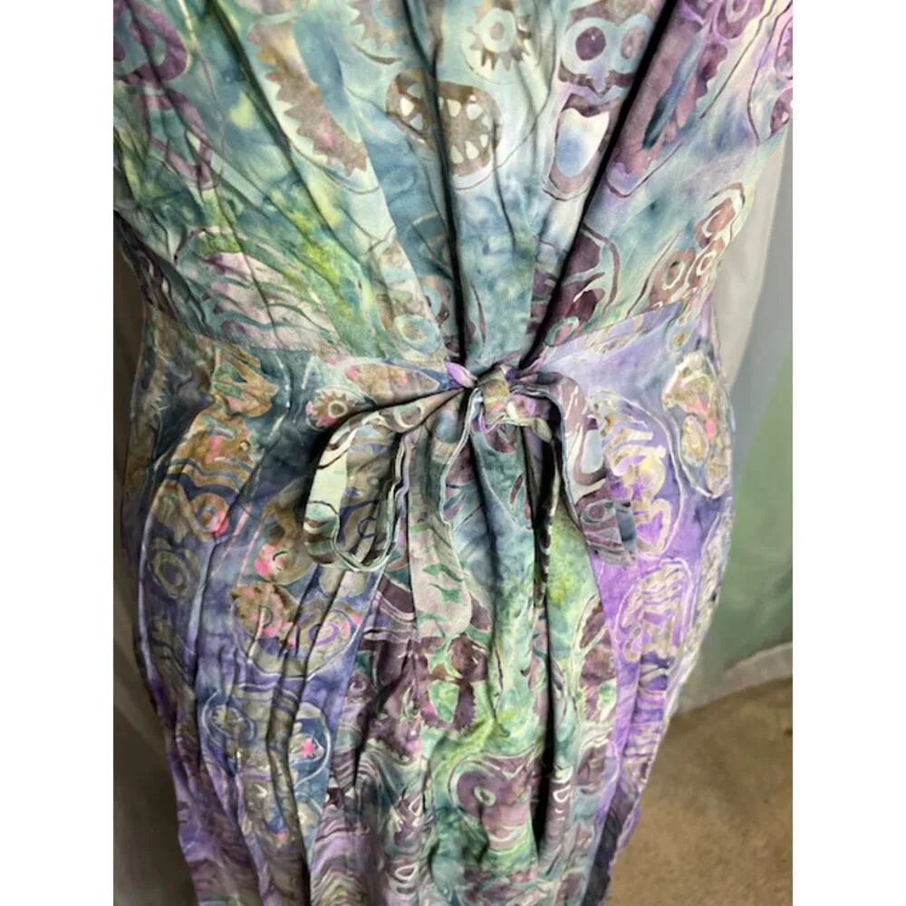 maxi dress purple green abstract 1990s - Image 8