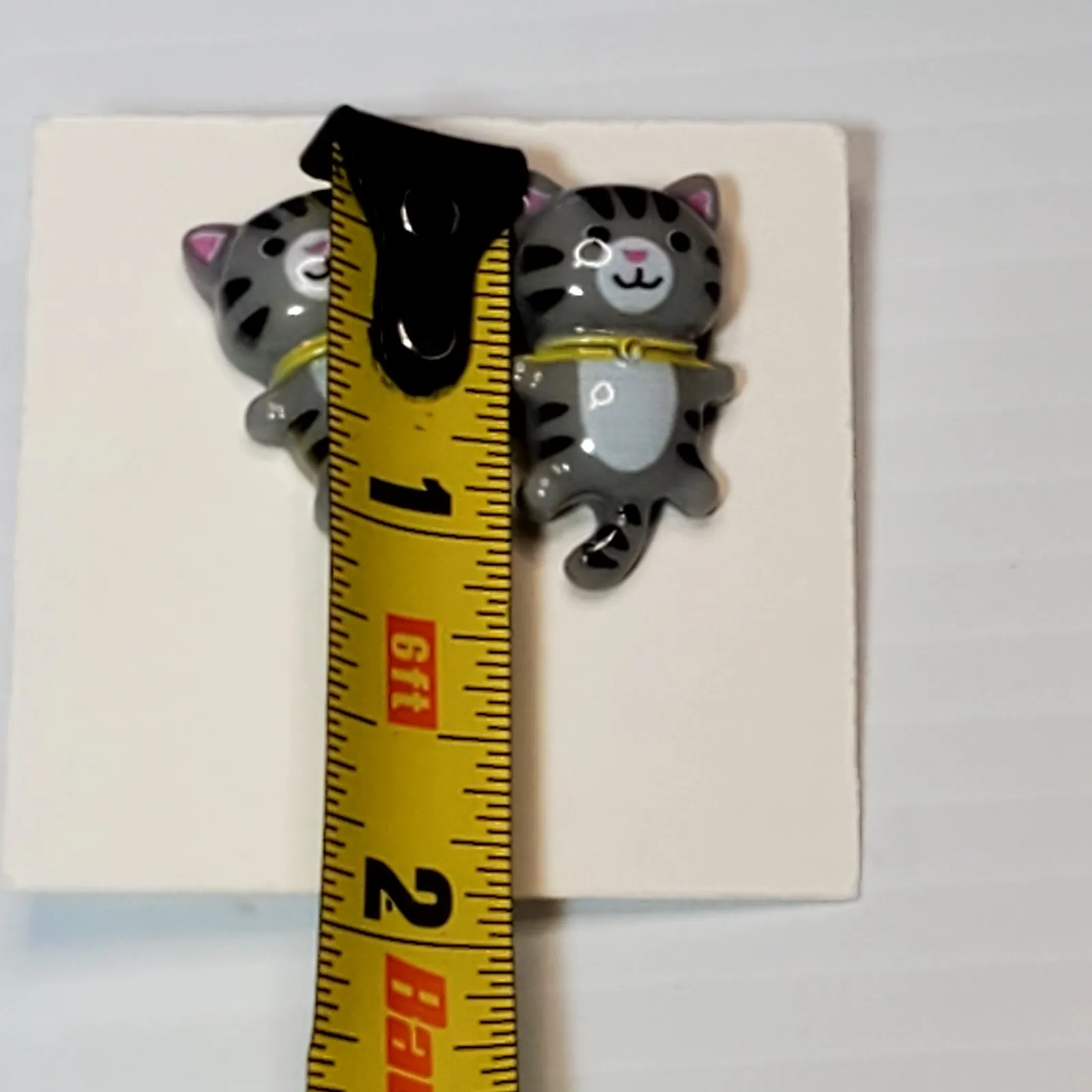 Adorable Gray Kittens Plastic Earrings Post Back Studs 1" Cat Lover - Image 2