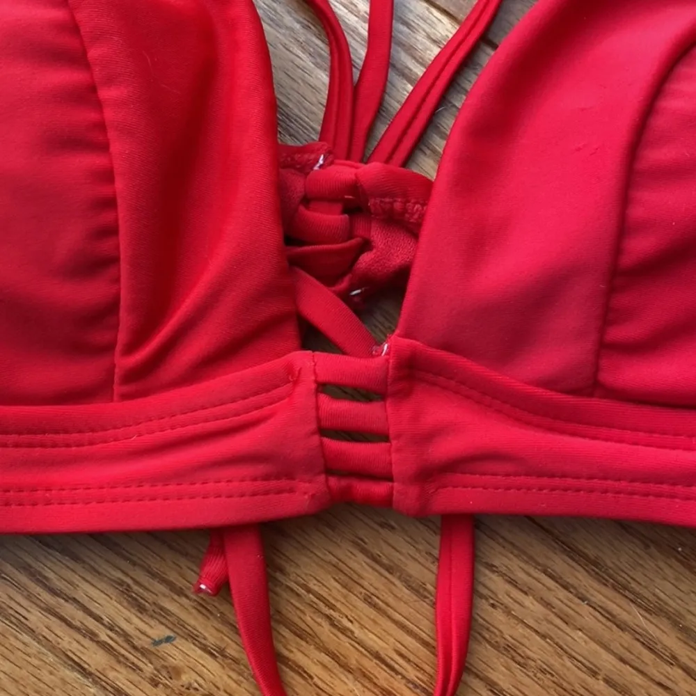 No Boundaries Cherry Red Tie Bikini Top Size Small - Image 2