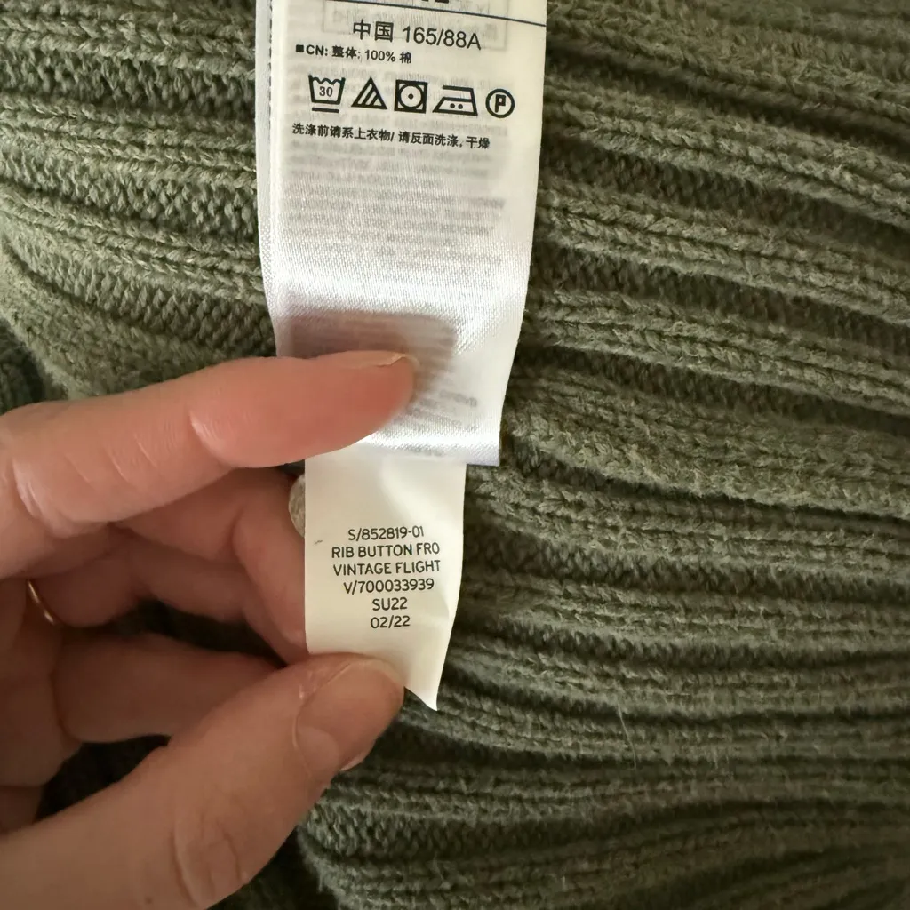 GAP Ribbed Button Front Cardigan Olive Green Cotton Sweater Size Small - Image 6