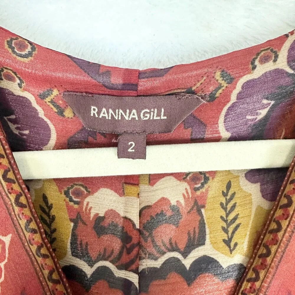 Ranna Gill Ceret Maxi Dress Size 2 Boho Floral Paisley Western - Image 8