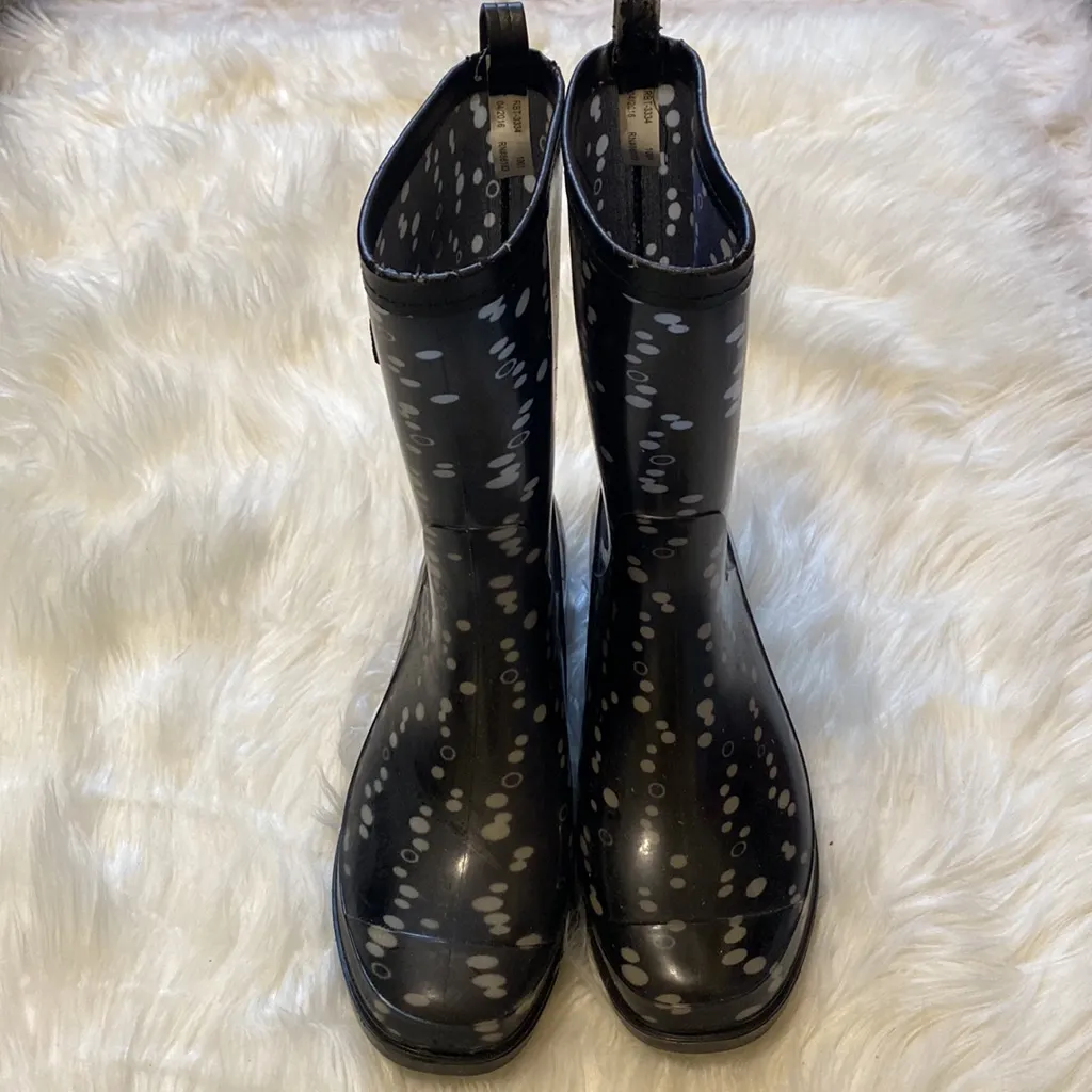 Cooelli Black and White Polka Dot Rain Boots Size 8 - Image 2