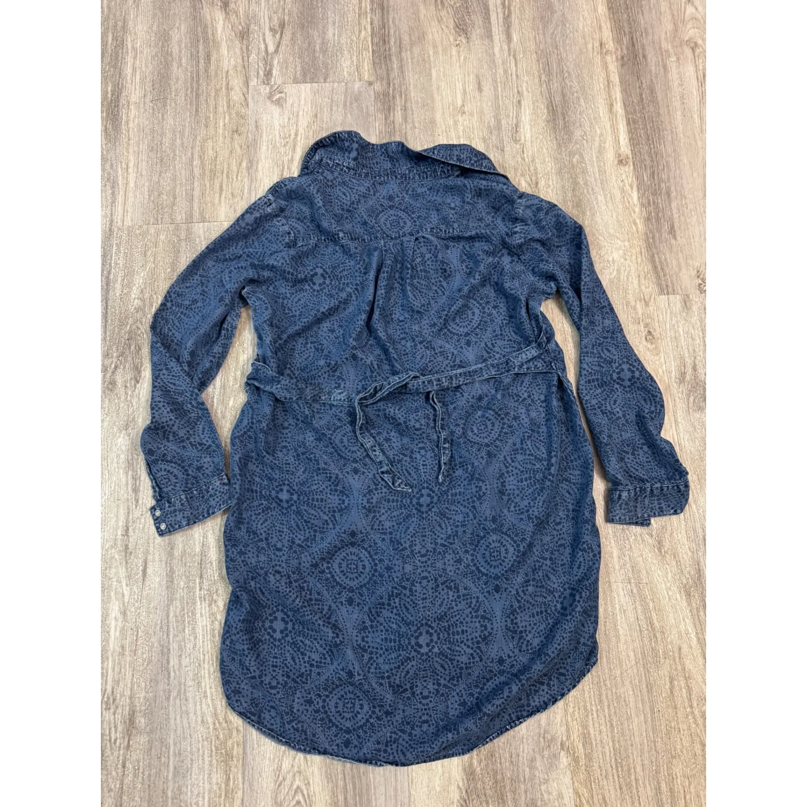 Cloth & Stone Anthropologie Denim Chambray Print Button Up Shirt Dress Size XL - Image 3