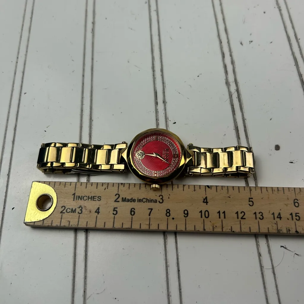 Versus Versace Lion Head Red & Gold Crystal Accent Women’s Watch - Image 3