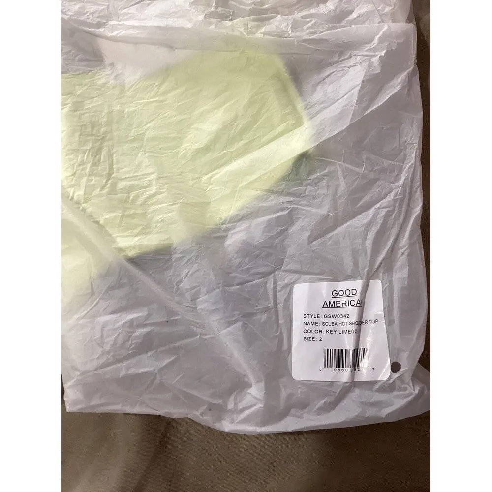 Good American Scuba Hot Shoulder Bikini Top Sz 2 Medium Swim Key Lime Green - Image 4