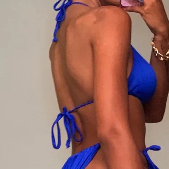 Princess Polly  JENNER TRIANGLE RIB BIKINI TOP ROYAL BLUE size 2 - Image 2