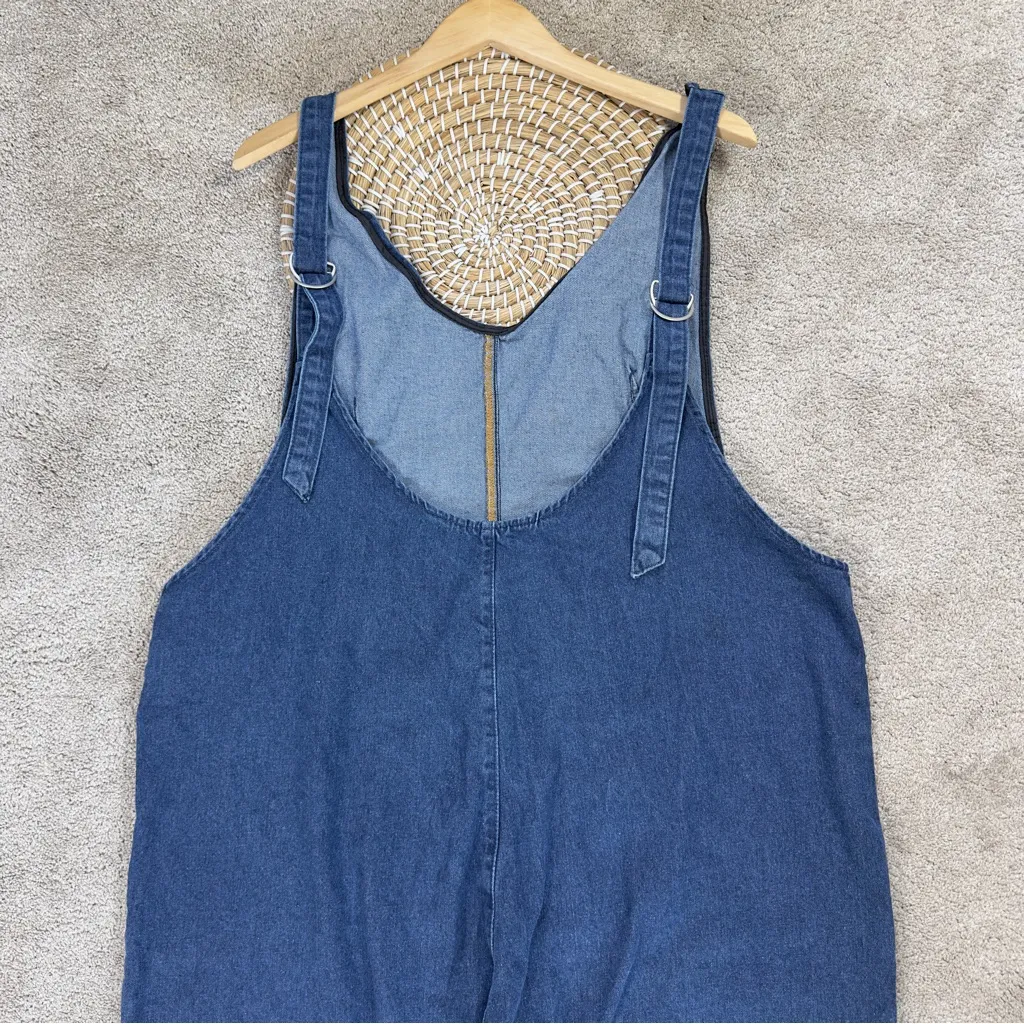 Women’s Denim Open Back Pull On Overall Sleeveless Cotton Blend in Cody Blue XXL - Image 8