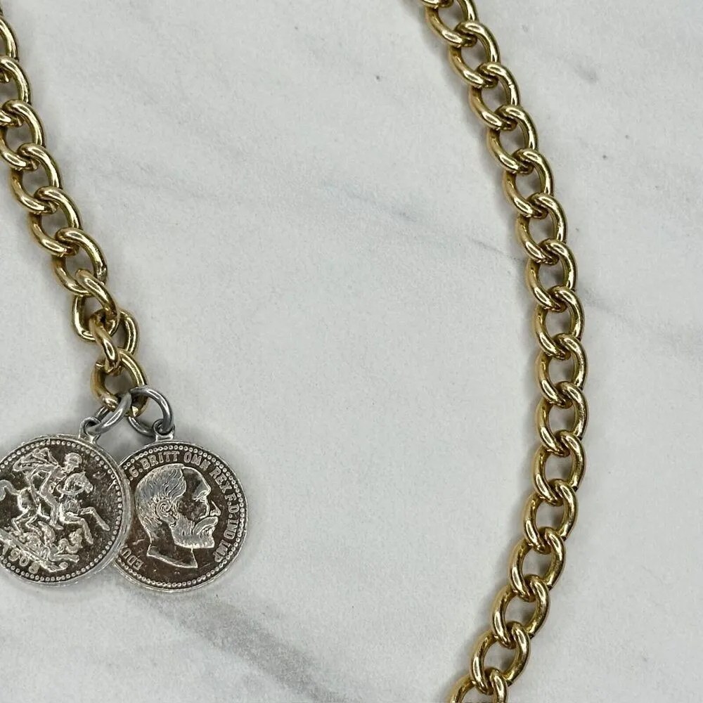 Lightweight Coin Charm Gold Tone Metal Chain Link Belt ✨ - Image 8