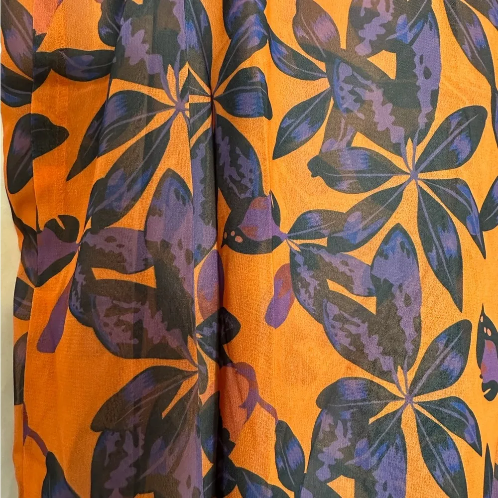 NWT PrettyLittleThing Plus Orange Beach Flares Floral Tropical Womens Size US 16 - Image 9