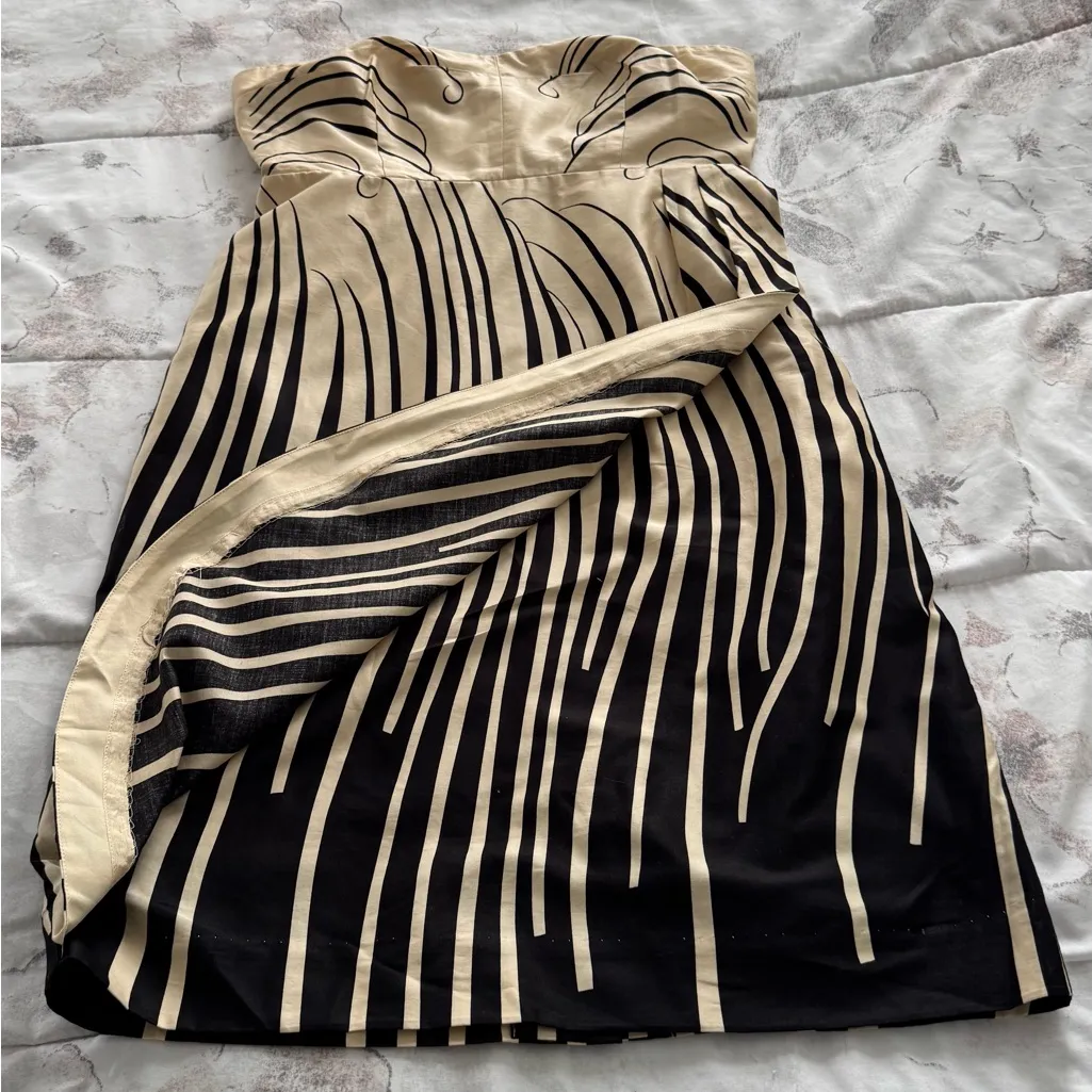 NWOT Anthropologie Moulinette Soeurs Strapless Black and Cream Dress, size 6 - Image 7
