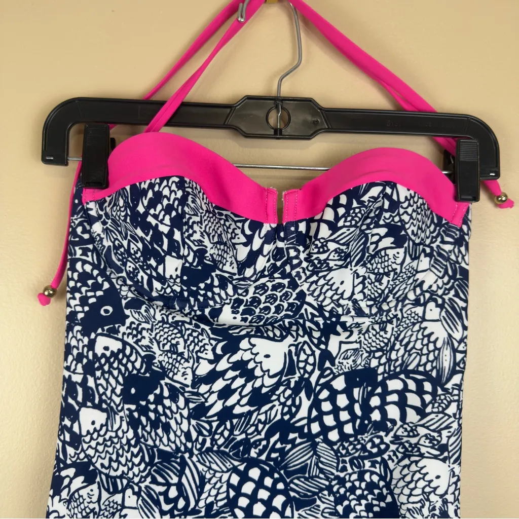 Lilly Pulitzer Women’s Swimsuit one piece halter top Navy/Hot Pink Size S - Image 2