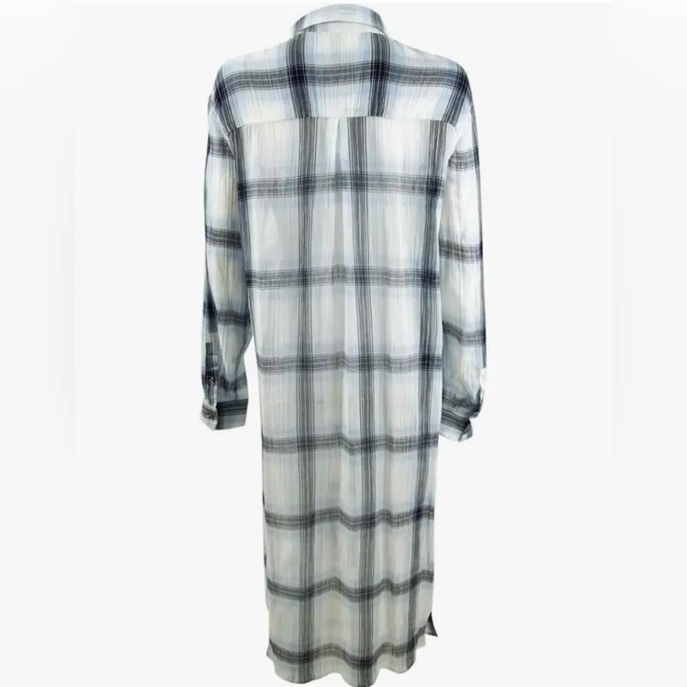 Calvin Klein Womens Plaid Artist Shirt Dress Tunic Cover-Up Double Slits Sz M/L - Image 12