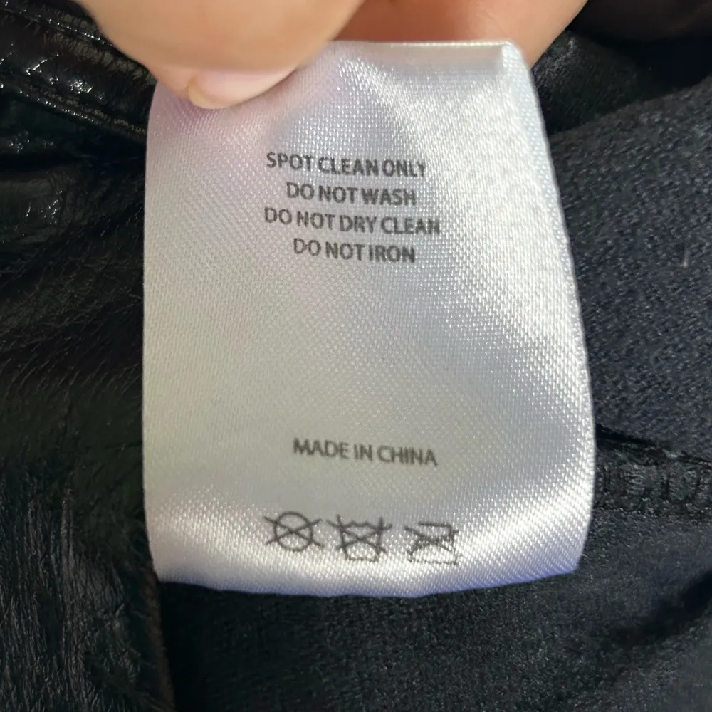 White Fox Vegan Faux Leather High Rise I’m The Only One Pants Size M Black - Image 15