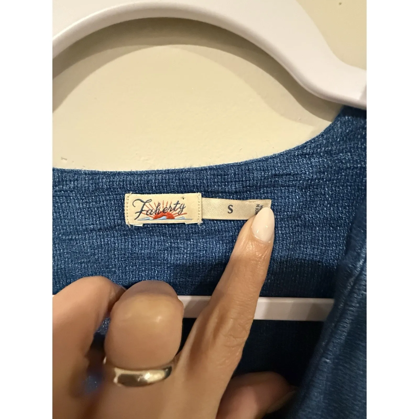 Faherty Women's Blue Sanibel Basketweave Dress Indigo Size Small 2303 - Image 7