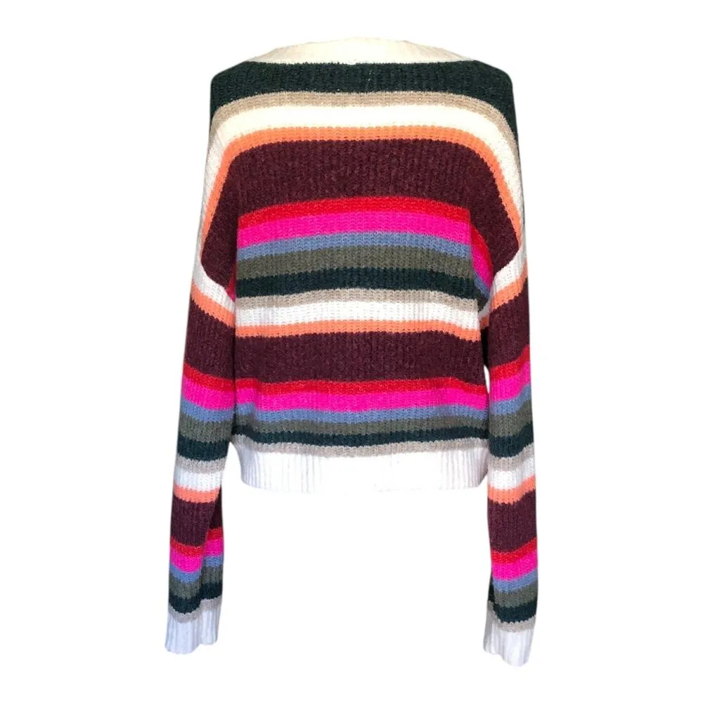 American Eagle Outfitters Cropped Sweater Crewneck Striped Women's Size Small - Image 4