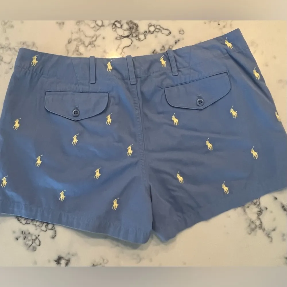 New Women’s Polo Ralph Lauren Blue Yellow Pony Shorts NWT 12 - Image 2