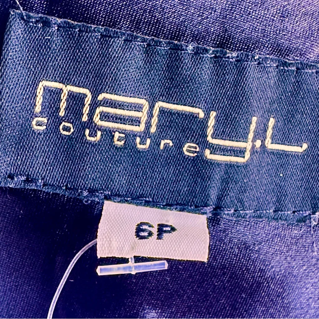 Mary L. Couture Lace and Silk Floral Petite Maxi Gown Black Size 6P - Image 14