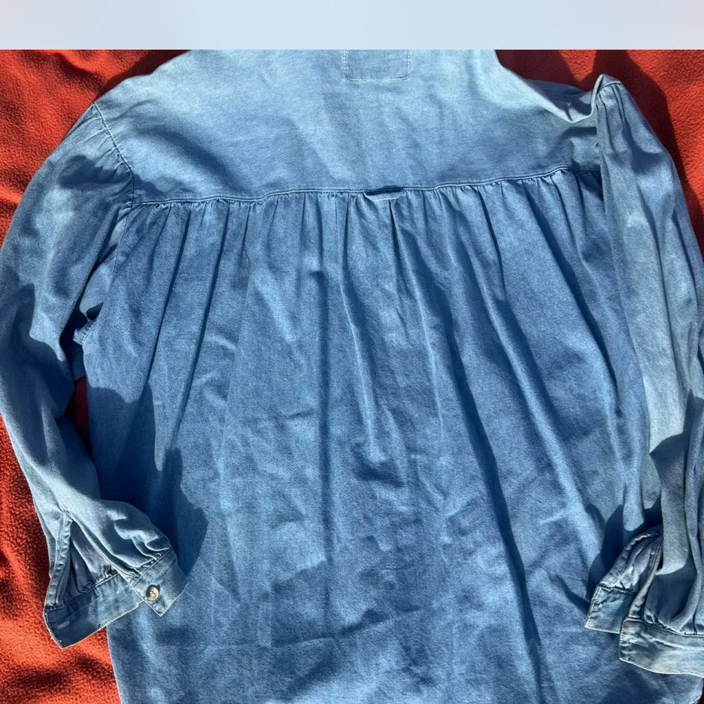Vintage Blue Denim Blouse Size XL - Image 5