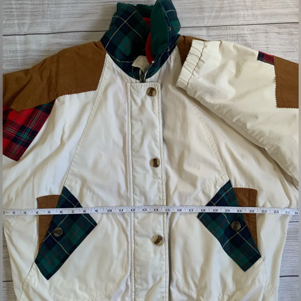 Vintage 90s Streetwear Suede Plaid Patchwork Lined Bomber Jacket Women’s Small - Image 10