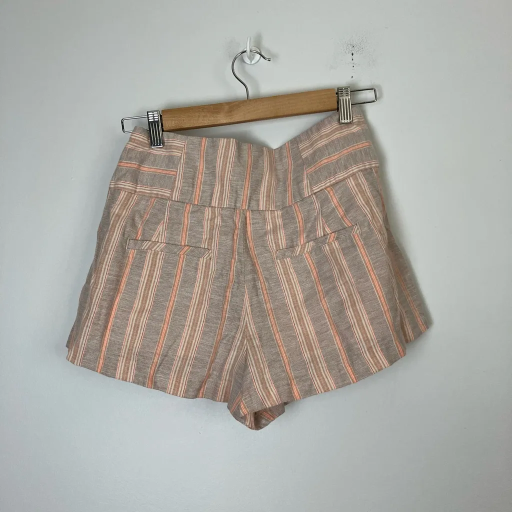 Free People Tan Pink Austin Striped Shorts - Image 7