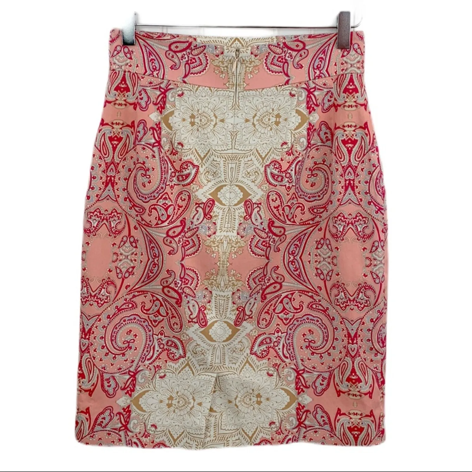 Antonio Melani Women's Pink Cream Paisley Lined Classic Pencil Skirt Size 2 - Image 3