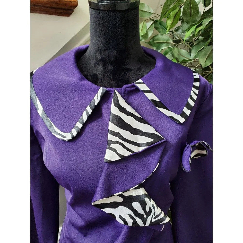 VTG Sundays by Nubiano Purple 100% Poly Long Sleeve Jacket & Skirt 2 Piece 10 - Image 2