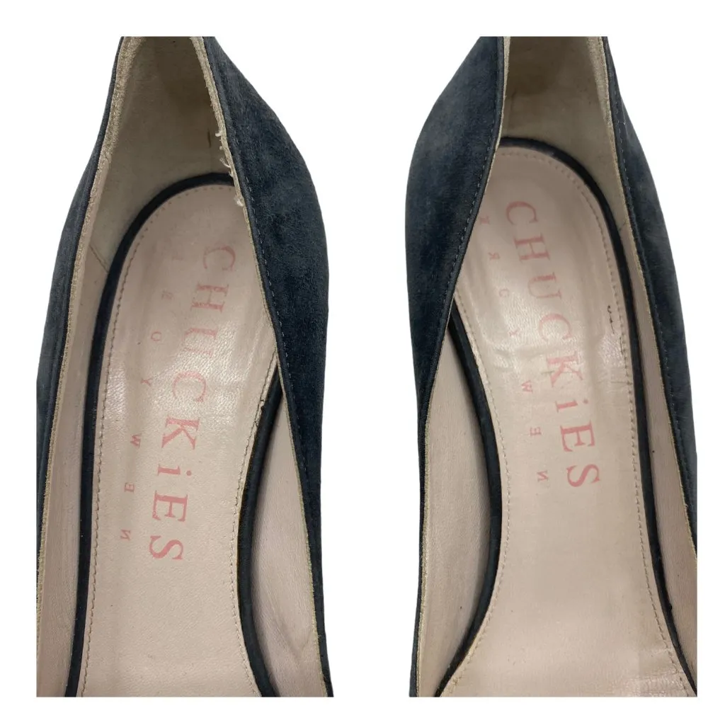 Chuckies Blue Suede High Heel Shoes Platform Pumps Women's Size EU 38.5 US‎ 8.5 - Image 2
